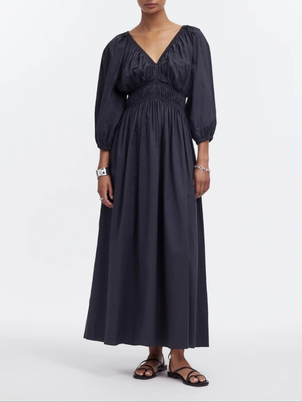 Madewell V-Neck Balloon-Sleeve Maxi Dress Size: 8 NWT Pockets